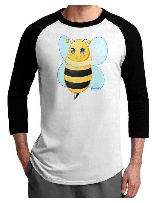Cute Bee Adult Raglan Shirt-TooLoud-White-Black-X-Small-Davson Sales
