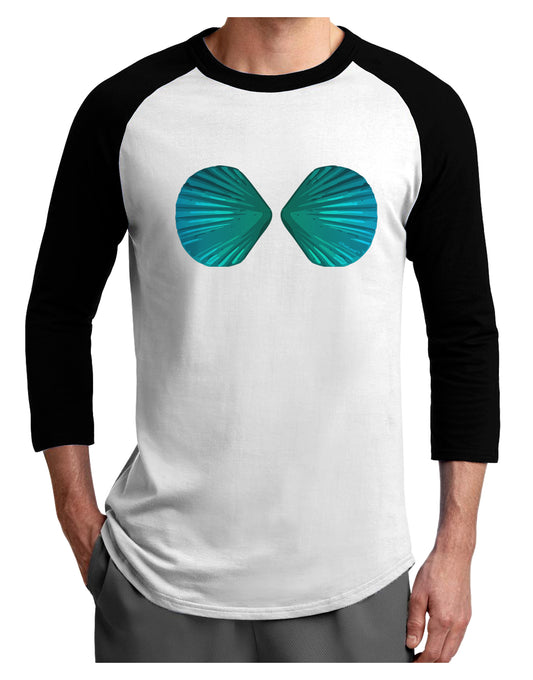 Mermaid Shell Bra Blue Adult Raglan Shirt by TooLoud-TooLoud-White-Black-X-Small-Davson Sales