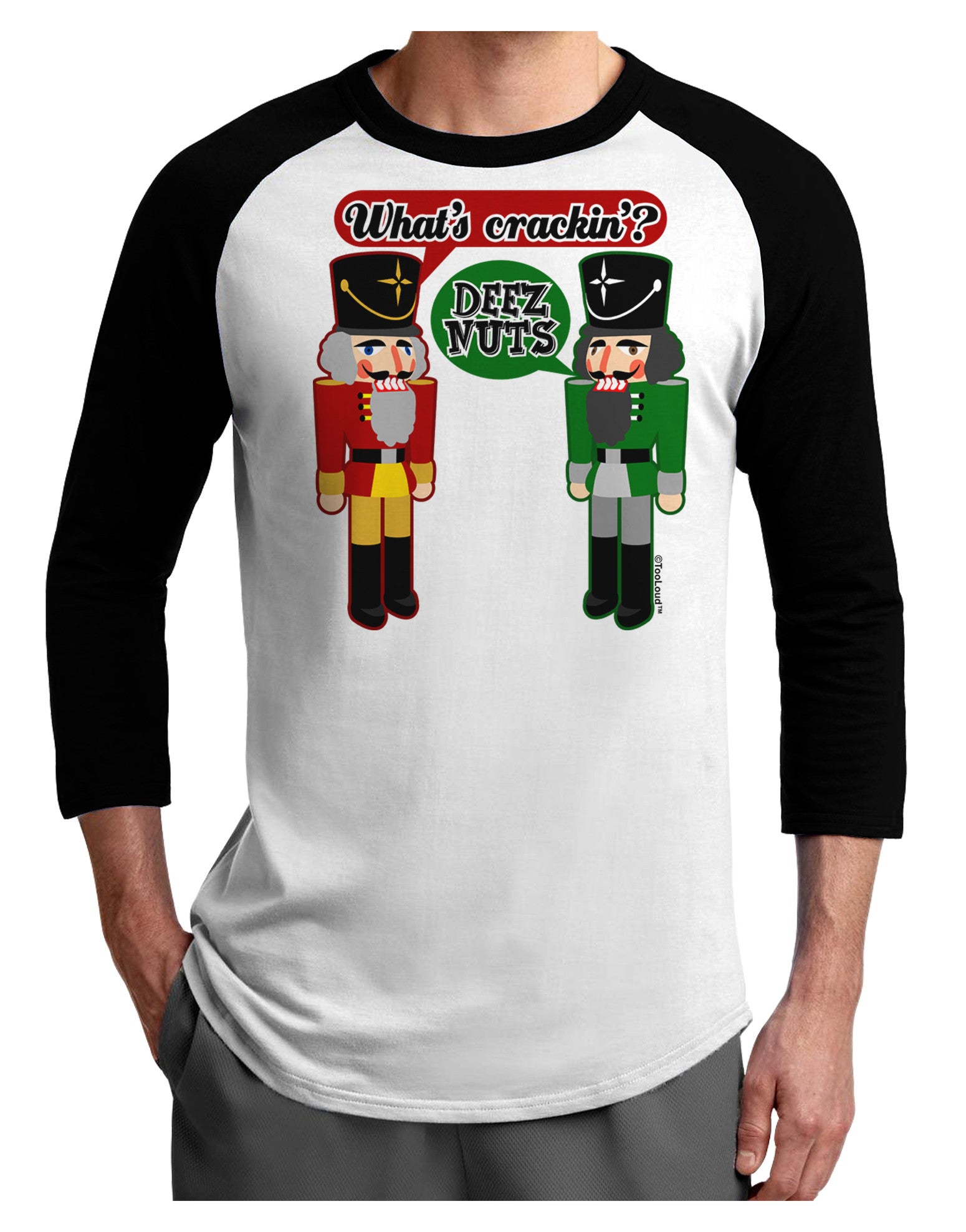 Whats Crackin - Deez Nuts Adult Raglan Shirt by-Raglan Shirt-TooLoud-White-Black-X-Small-Davson Sales