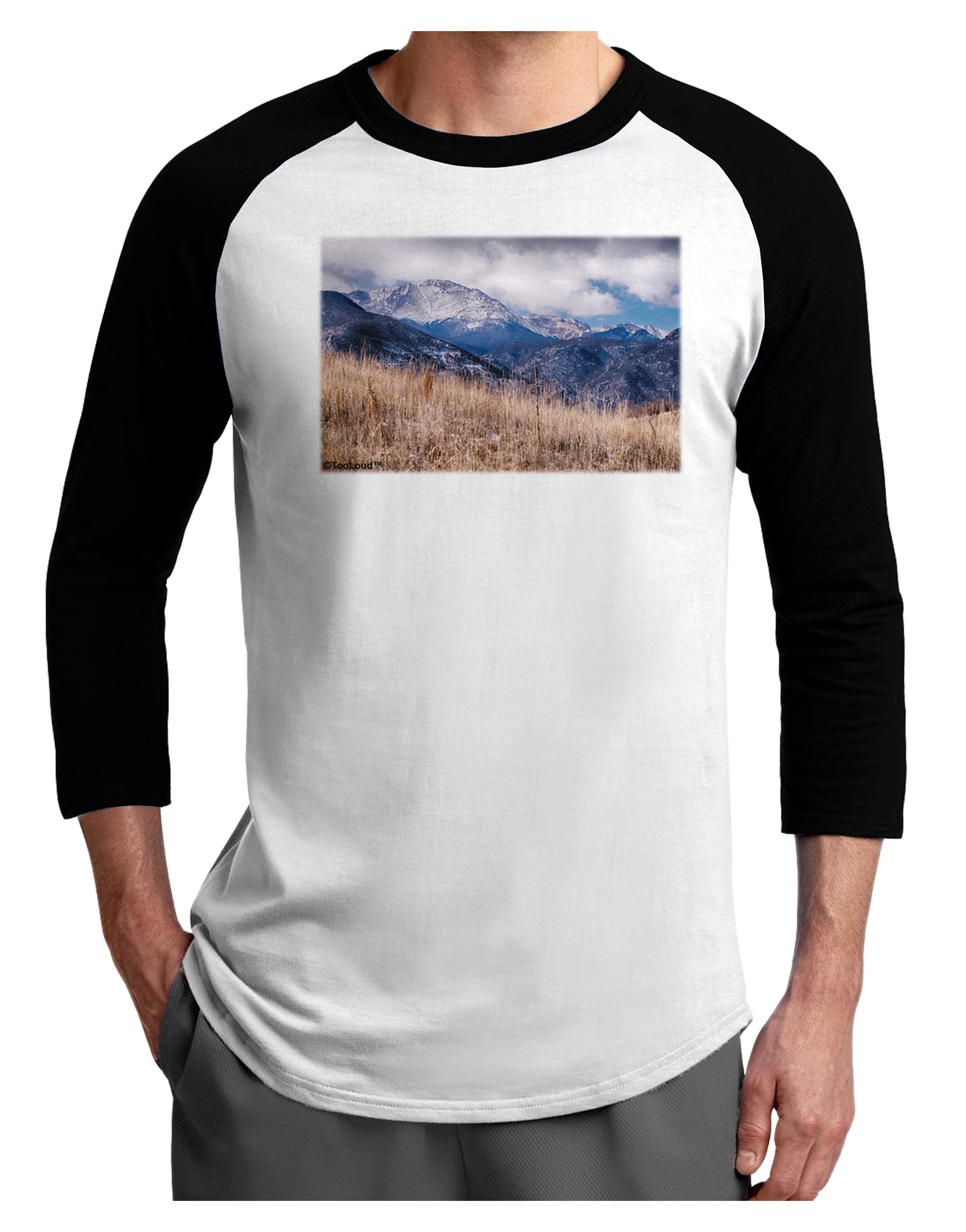 Pikes Peak CO Mountains Adult Raglan Shirt by TooLoud-TooLoud-White-Black-X-Small-Davson Sales