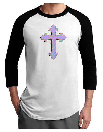 Easter Color Cross Adult Raglan Shirt-TooLoud-White-Black-X-Small-Davson Sales