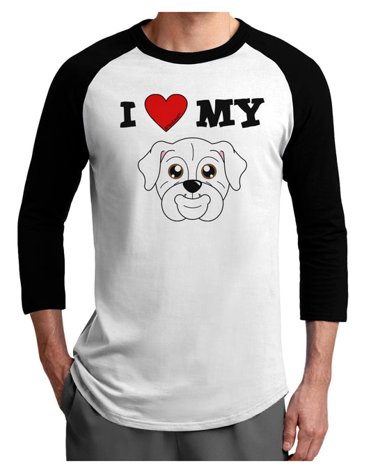 I Heart My - Cute Bulldog - White Adult Raglan Shirt by TooLoud-TooLoud-White-Black-X-Small-Davson Sales