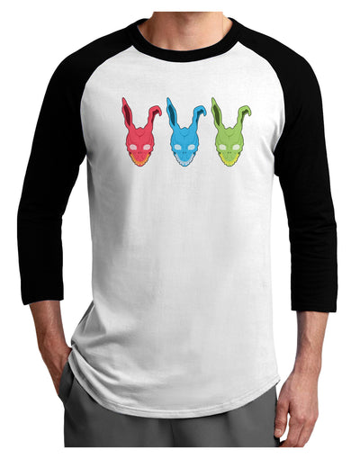 Scary Bunny Tri-color Adult Raglan Shirt-TooLoud-White-Black-X-Small-Davson Sales