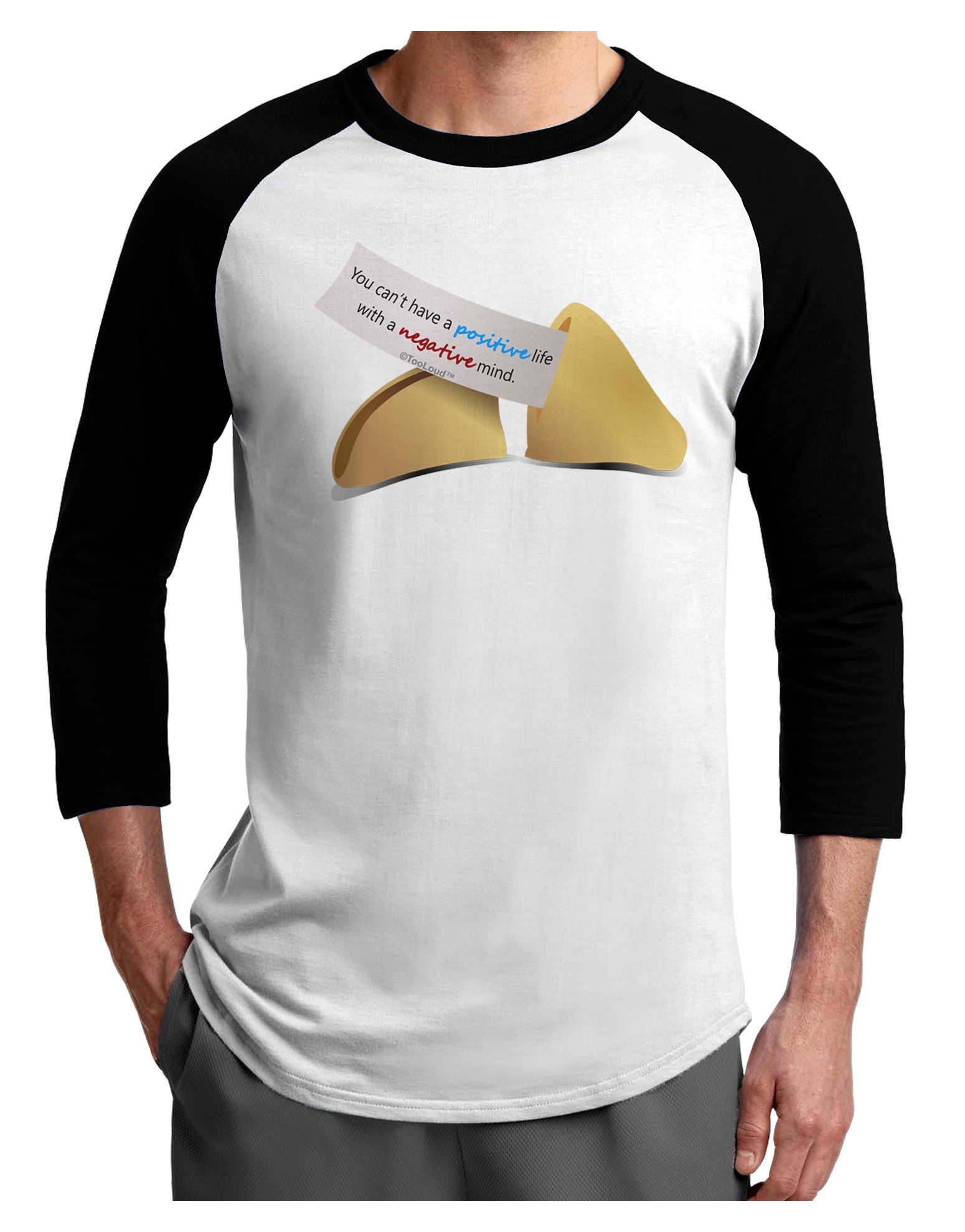 Positive Life - Fortune Cookie Adult Raglan Shirt-Raglan Shirt-TooLoud-White-Black-X-Small-Davson Sales