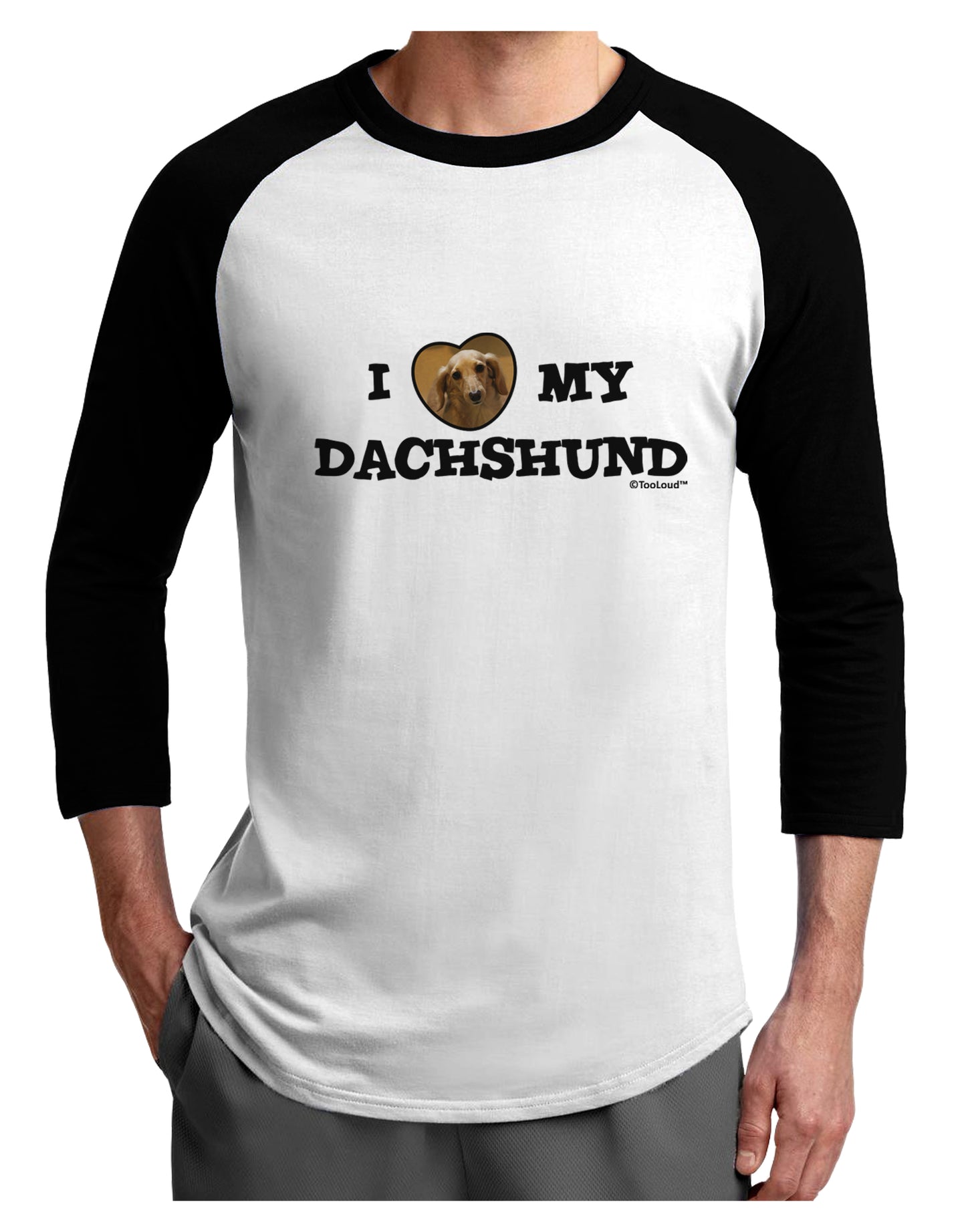 I Heart My Dachshund Adult Raglan Shirt by TooLoud-TooLoud-White-Black-X-Small-Davson Sales