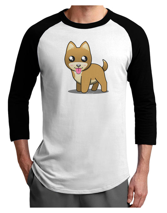 Kawaii Standing Puppy Adult Raglan Shirt-TooLoud-White-Black-X-Small-Davson Sales