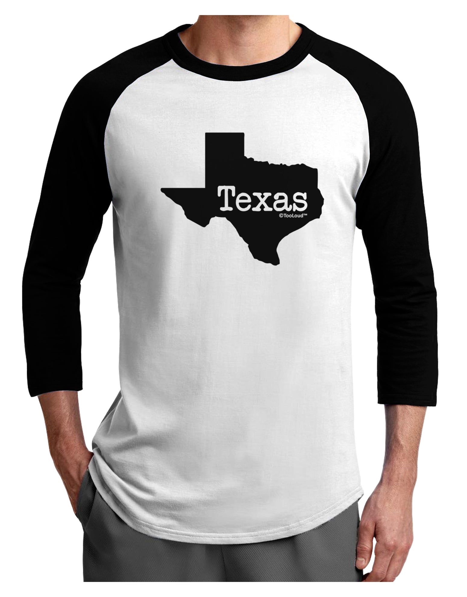 Texas - United States Shape Adult Raglan Shirt by TooLoud-TooLoud-White-Black-X-Small-Davson Sales