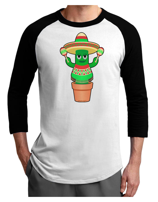 Fiesta Cactus Poncho Adult Raglan Shirt-Raglan Shirt-TooLoud-White-Black-X-Small-Davson Sales
