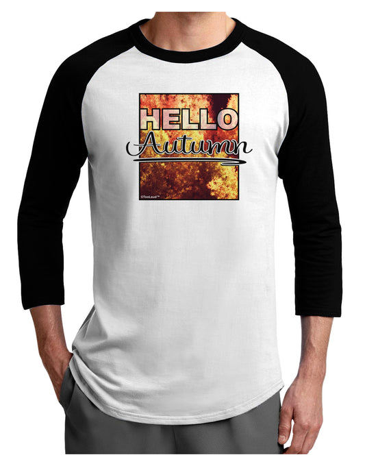 Hello Autumn Adult Raglan Shirt-Raglan Shirt-TooLoud-White-Black-X-Small-Davson Sales