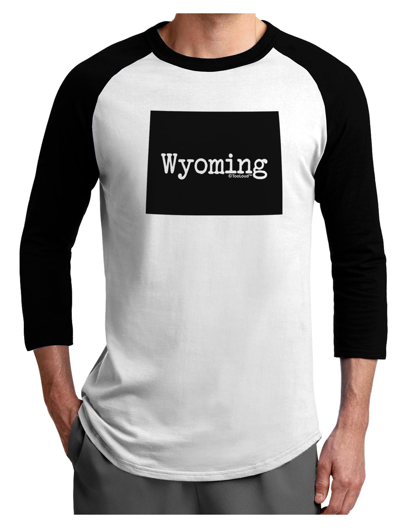 TooLoud Wyoming - United States Shape Adult Raglan Shirt-Raglan Shirt-TooLoud-White-Black-X-Small-Davson Sales