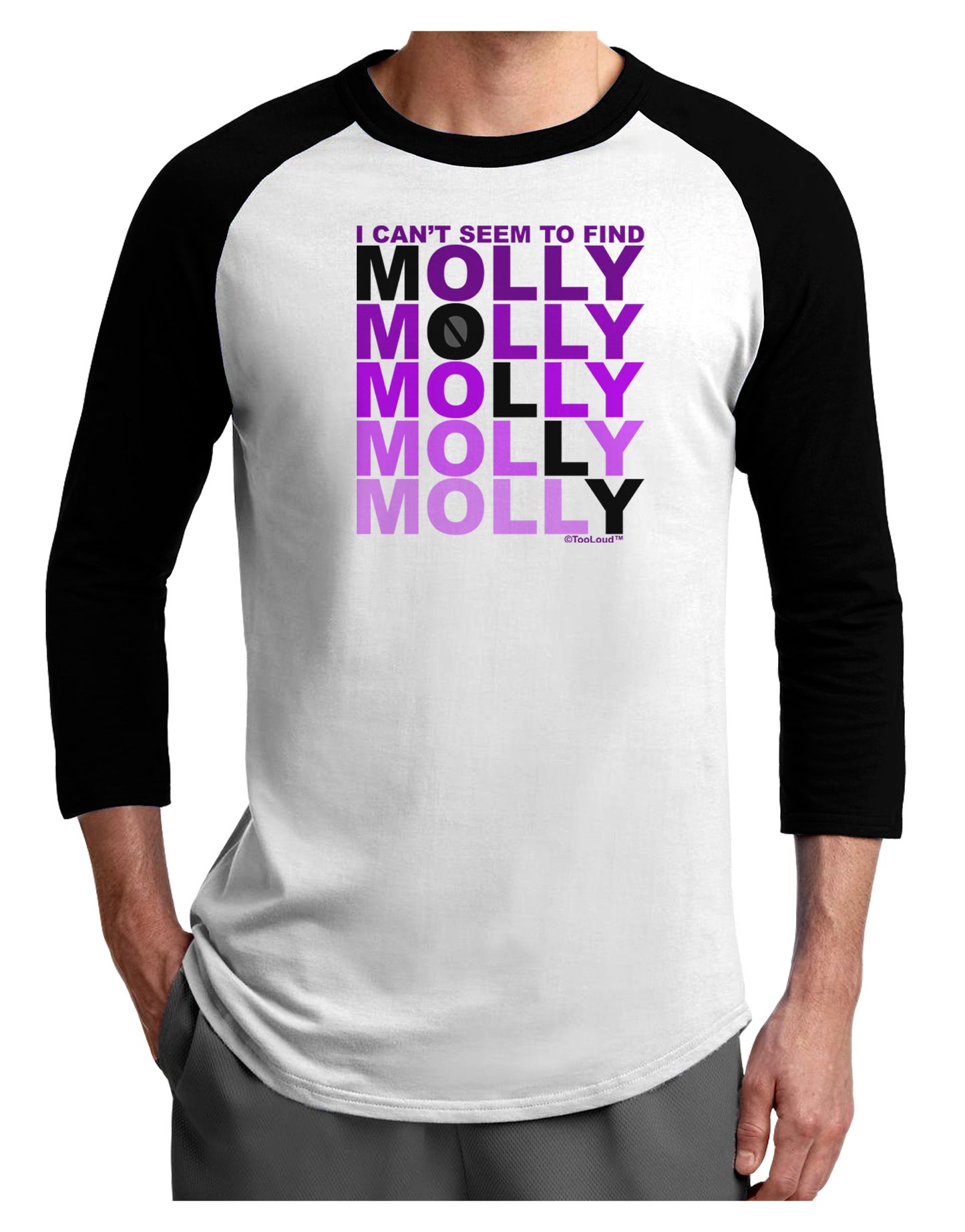 Find Molly Purple Adult Raglan Shirt-Raglan Shirt-TooLoud-White-Black-X-Small-Davson Sales