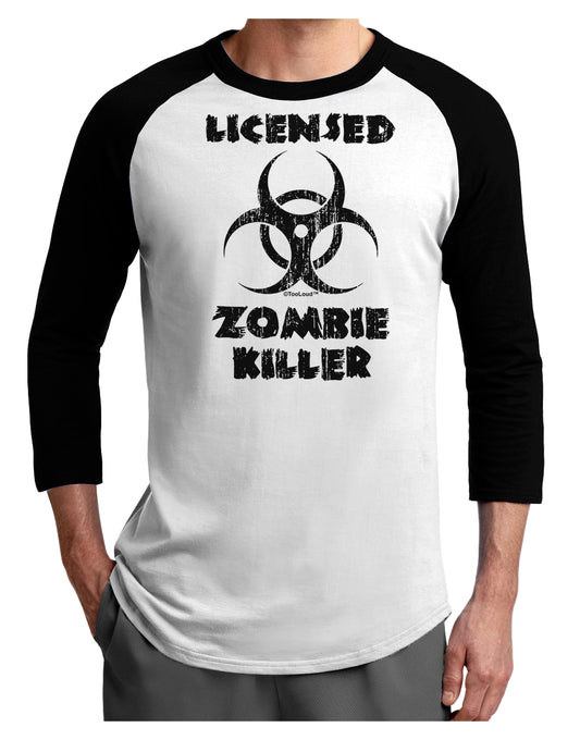 Licensed Zombie Killer - Biohazard Adult Raglan Shirt by TooLoud-TooLoud-White-Black-X-Small-Davson Sales