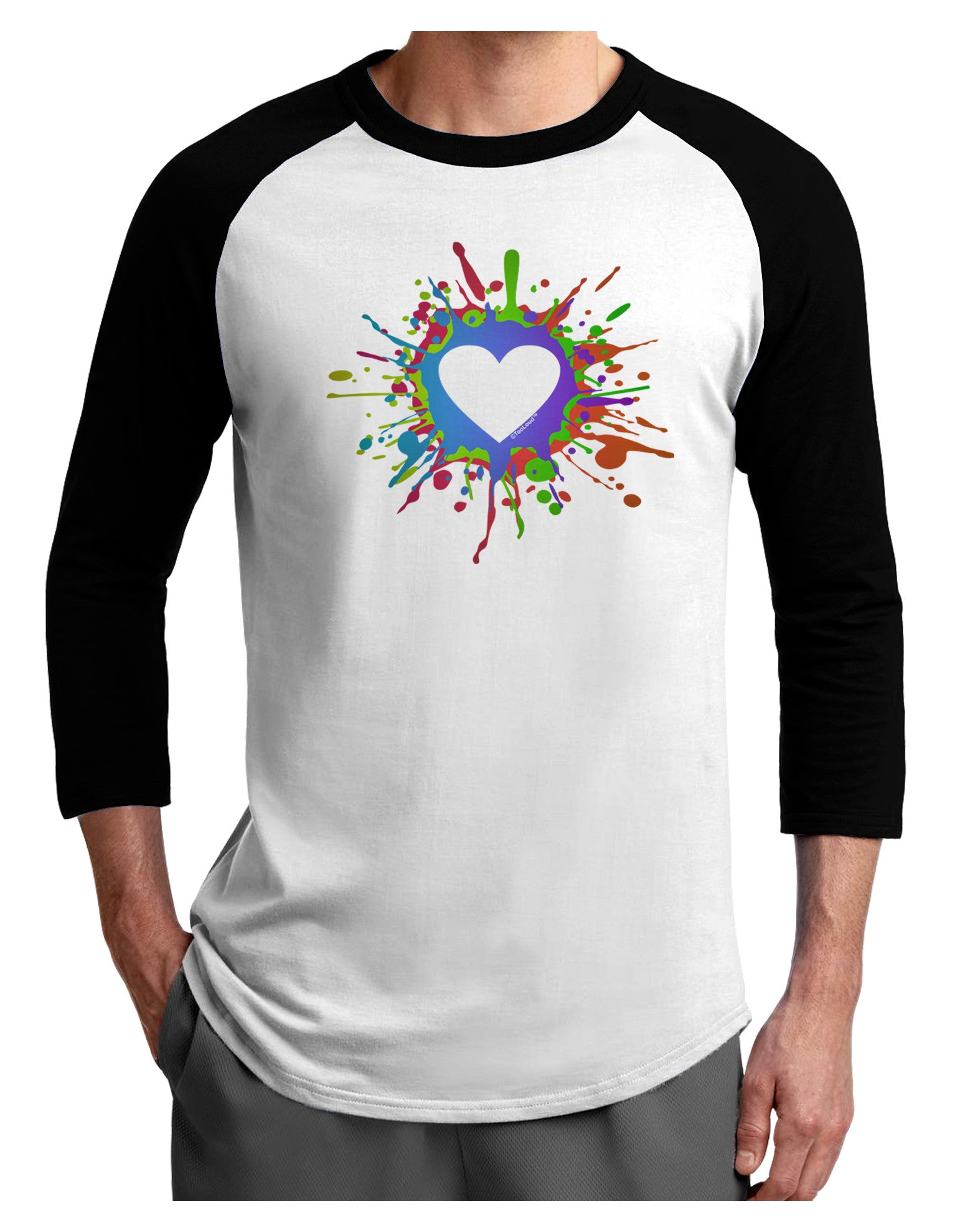 Heart Paint Splatter Adult Raglan Shirt-Raglan Shirt-TooLoud-White-Black-X-Small-Davson Sales