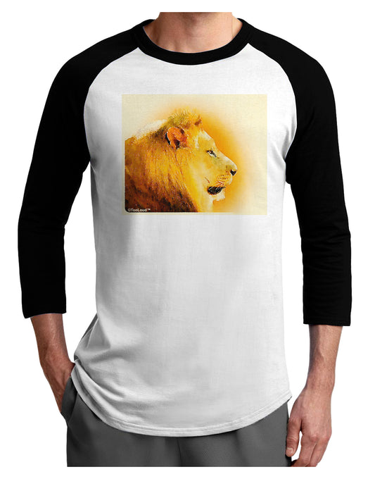 Lion Watercolor 3 Adult Raglan Shirt-TooLoud-White-Black-X-Small-Davson Sales