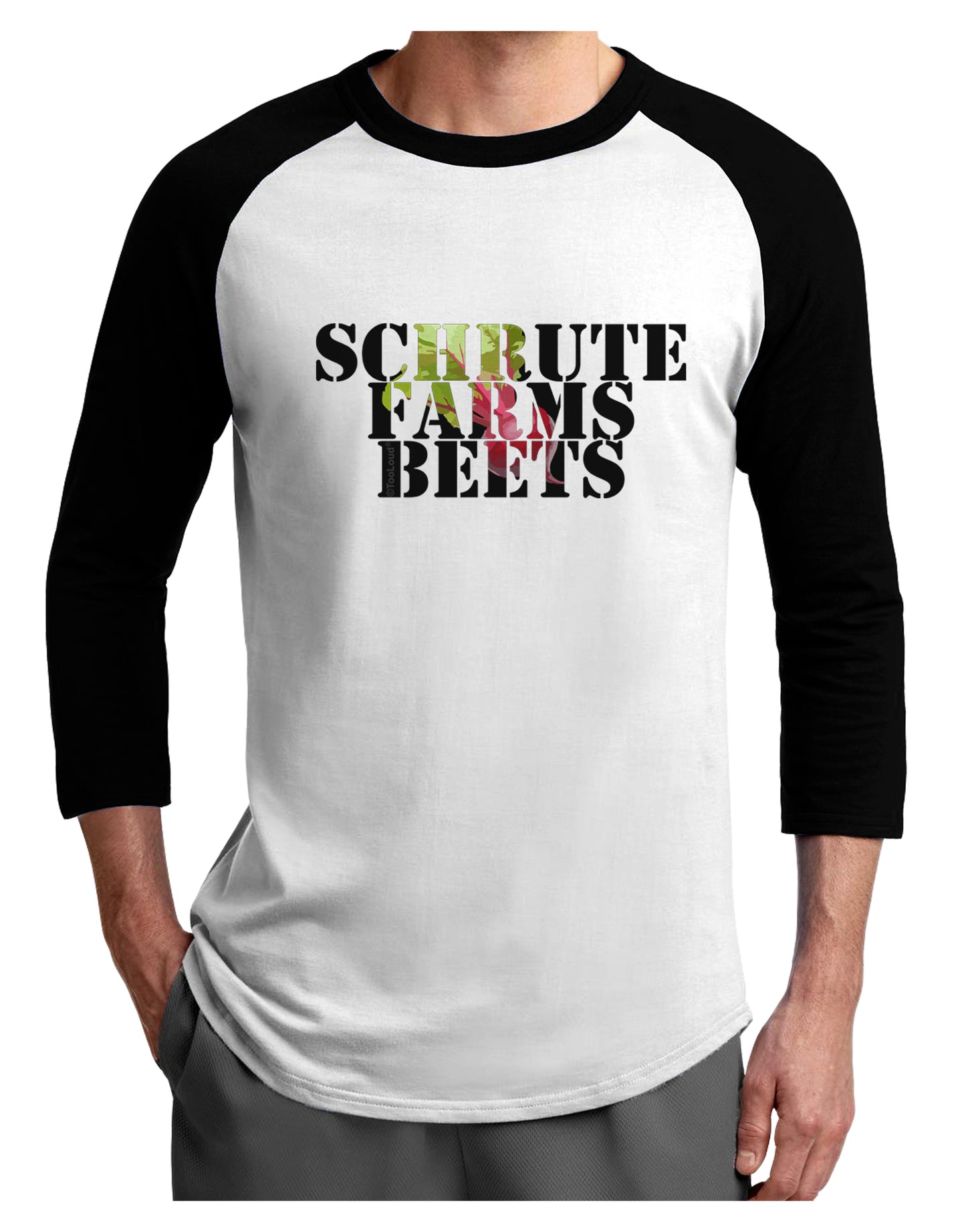 Schrute Farms Beets Adult Raglan Shirt by TooLoud-TooLoud-White-Black-X-Small-Davson Sales