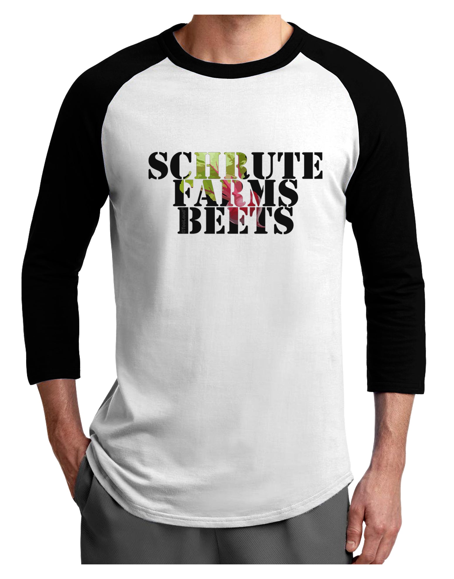 Schrute Farms Beets Adult Raglan Shirt by TooLoud-TooLoud-White-Black-X-Small-Davson Sales