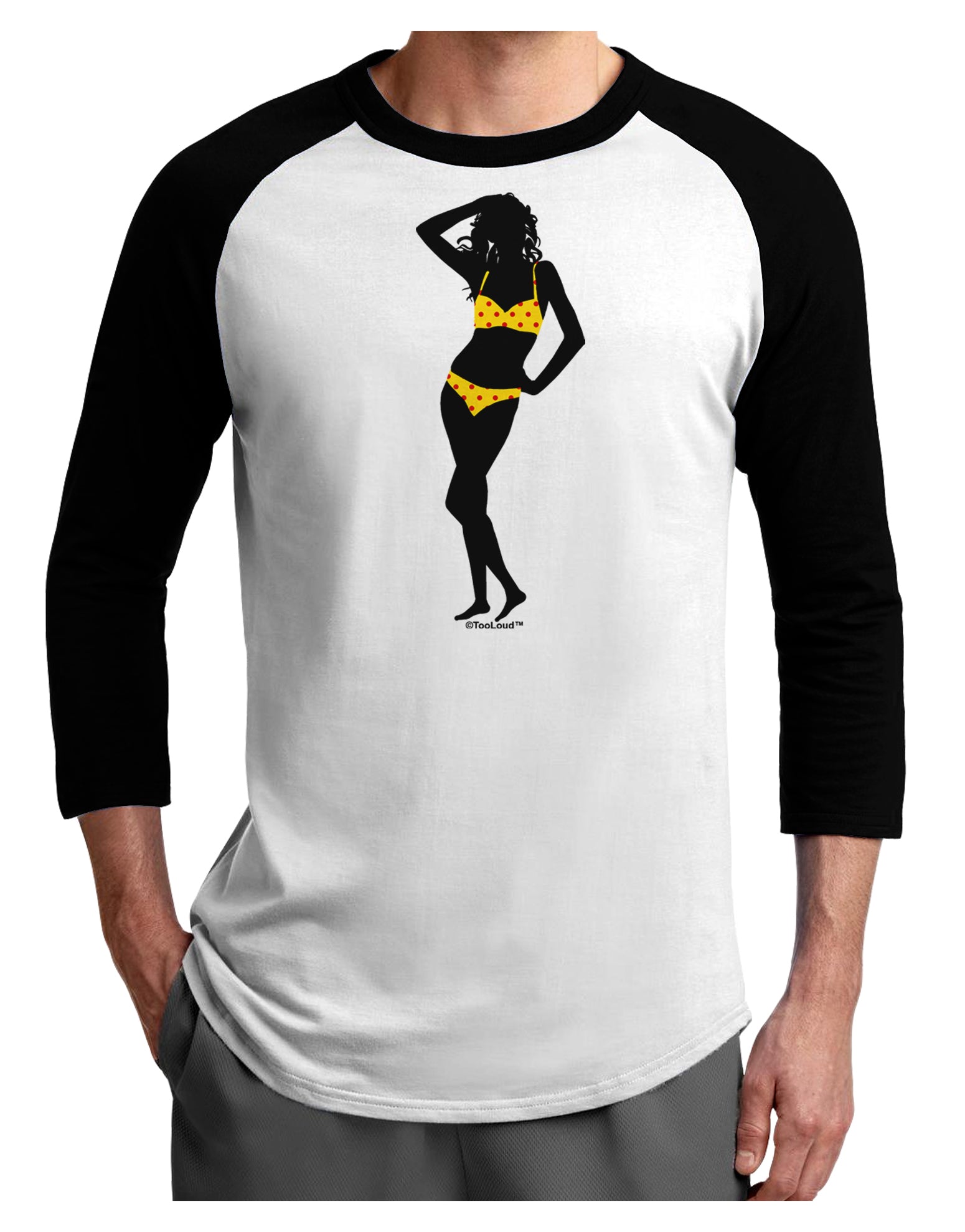 Polka Dot Bikini Shadow Adult Raglan Shirt by TooLoud-TooLoud-White-Black-X-Small-Davson Sales