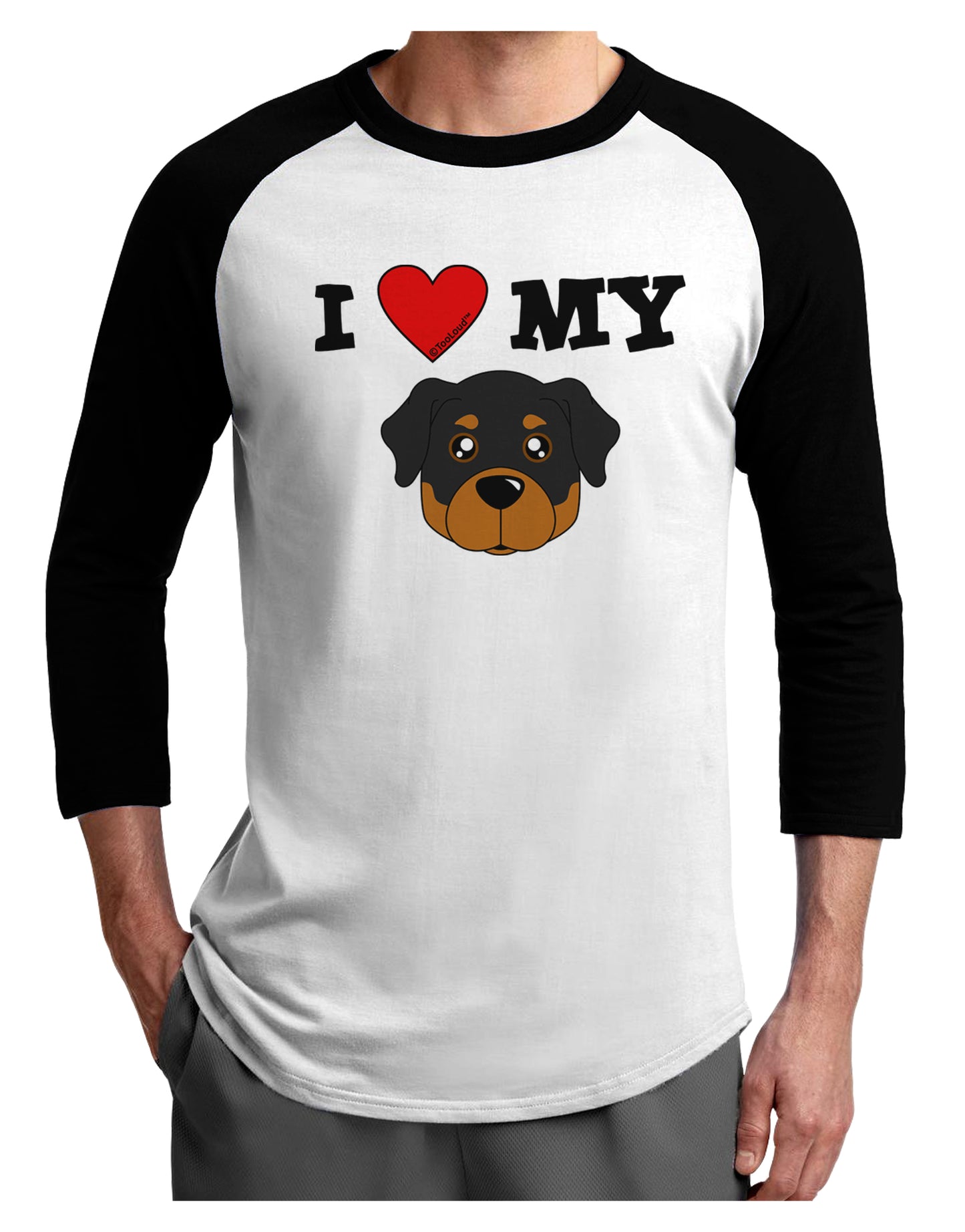 I Heart My - Cute Rottweiler Dog Adult Raglan Shirt by TooLoud-TooLoud-White-Black-X-Small-Davson Sales