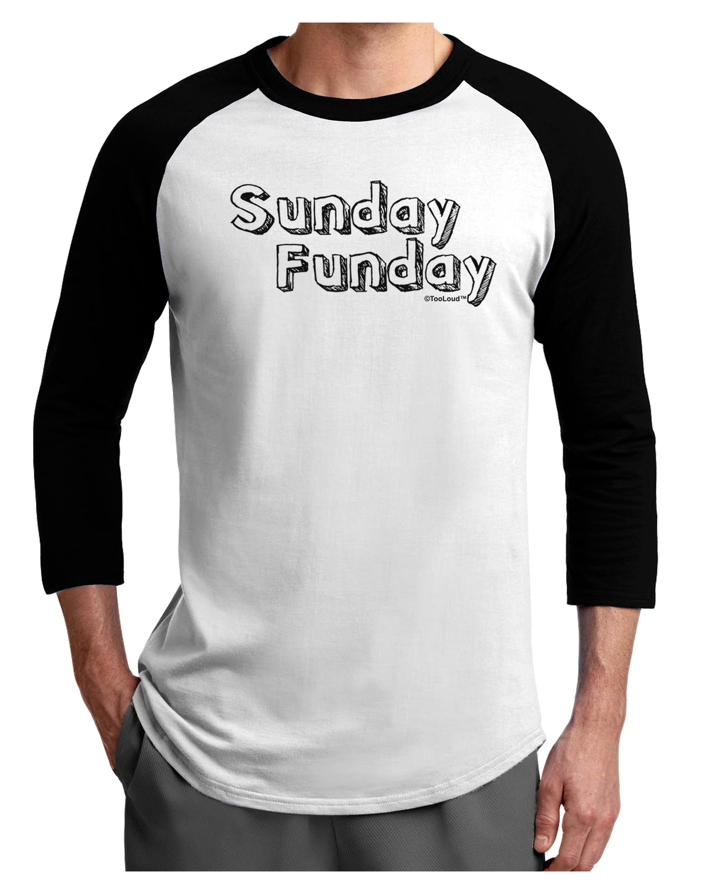 Sunday Funday Text Design Adult Raglan Shirt by TooLoud-TooLoud-White-Black-X-Small-Davson Sales