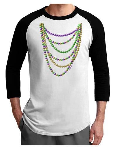 Mardi Gras Beads Necklaces Adult Raglan Shirt-Raglan Shirt-TooLoud-White-Black-X-Small-Davson Sales