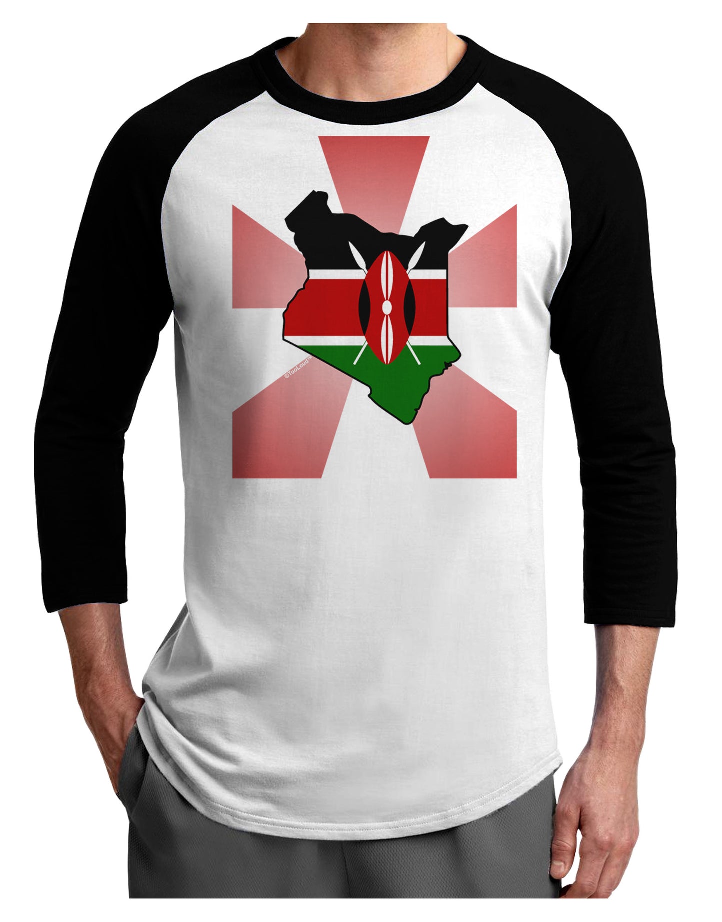 Kenya Flag Design Adult Raglan Shirt-TooLoud-White-Black-X-Small-Davson Sales