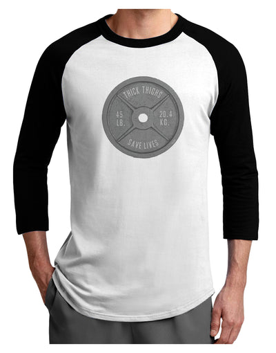 Funny Workout Weight Training Thick Thighs Save Lives Adult Raglan Shirt by TooLoud-TooLoud-White-Black-X-Small-Davson Sales
