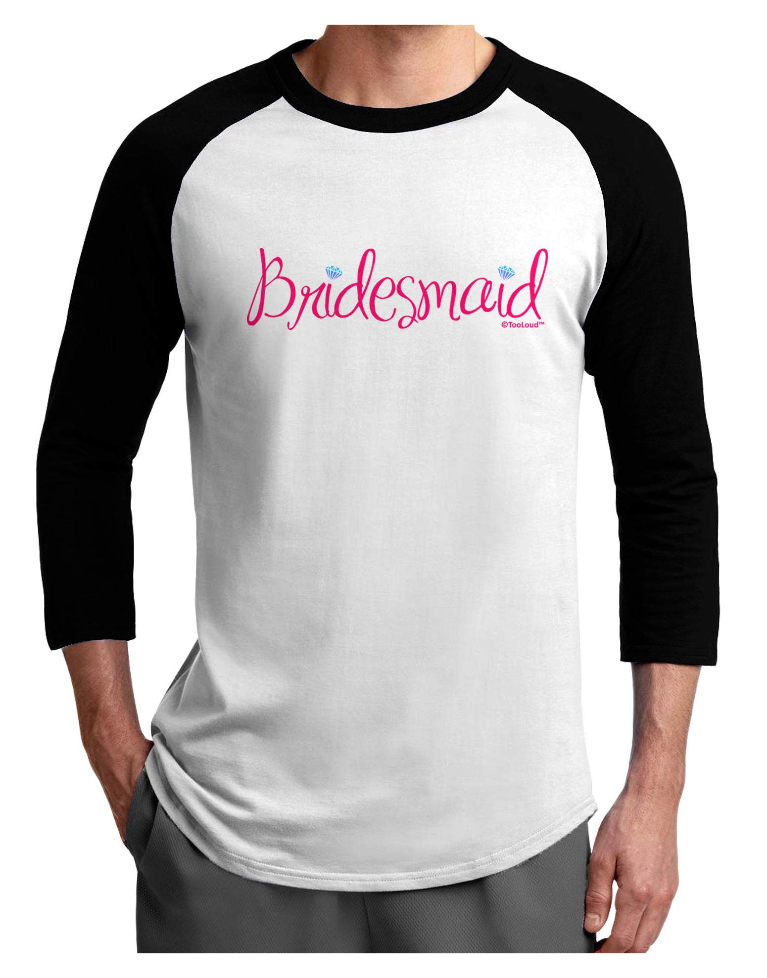 Bridesmaid Design - Diamonds - Color Adult Raglan Shirt-TooLoud-White-Black-X-Small-Davson Sales