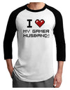 I Heart My Gamer Husband Adult Raglan Shirt-TooLoud-White-Black-X-Small-Davson Sales