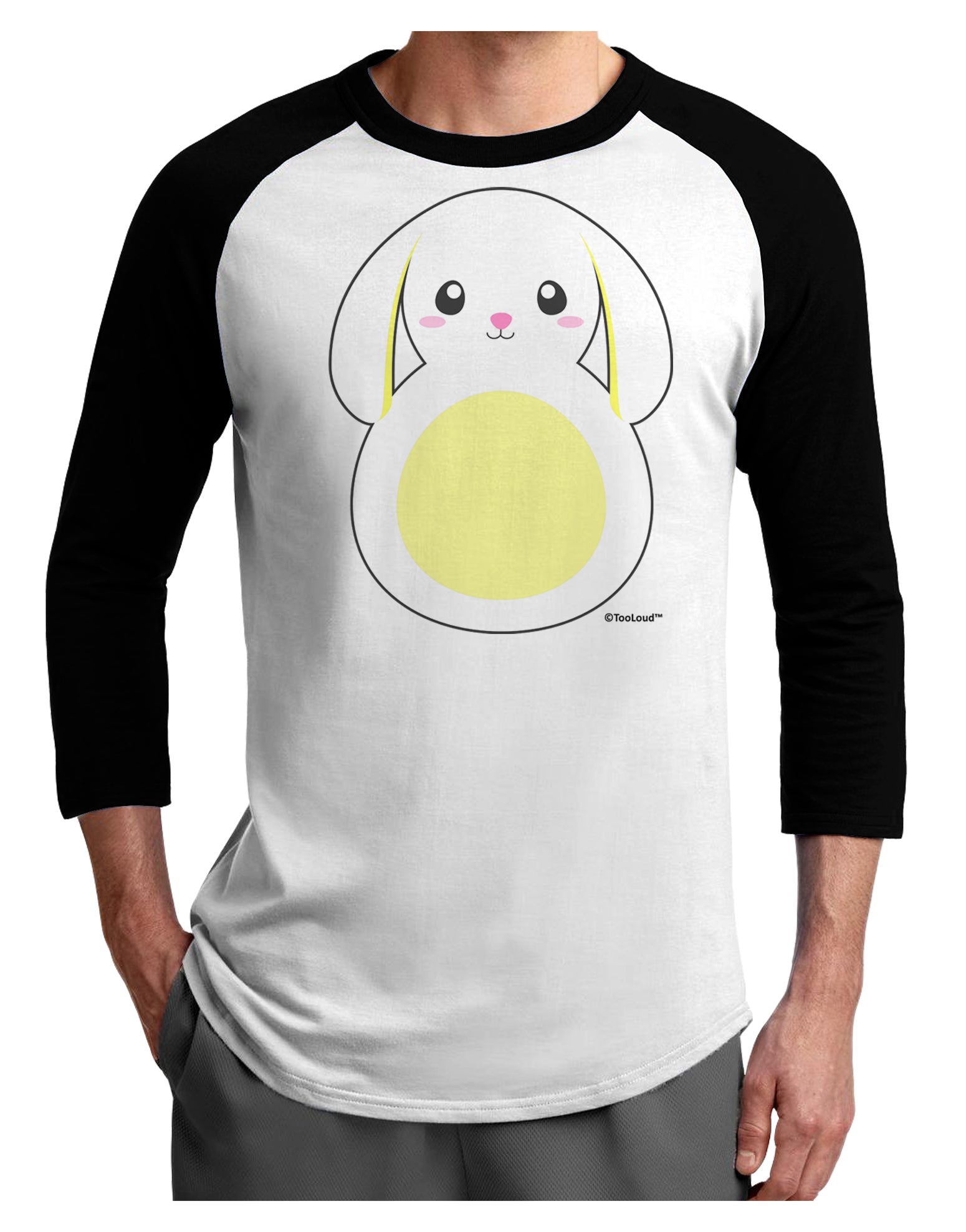 Cute Bunny with Floppy Ears - Yellow Adult Raglan Shirt by TooLoud-TooLoud-White-Black-X-Small-Davson Sales