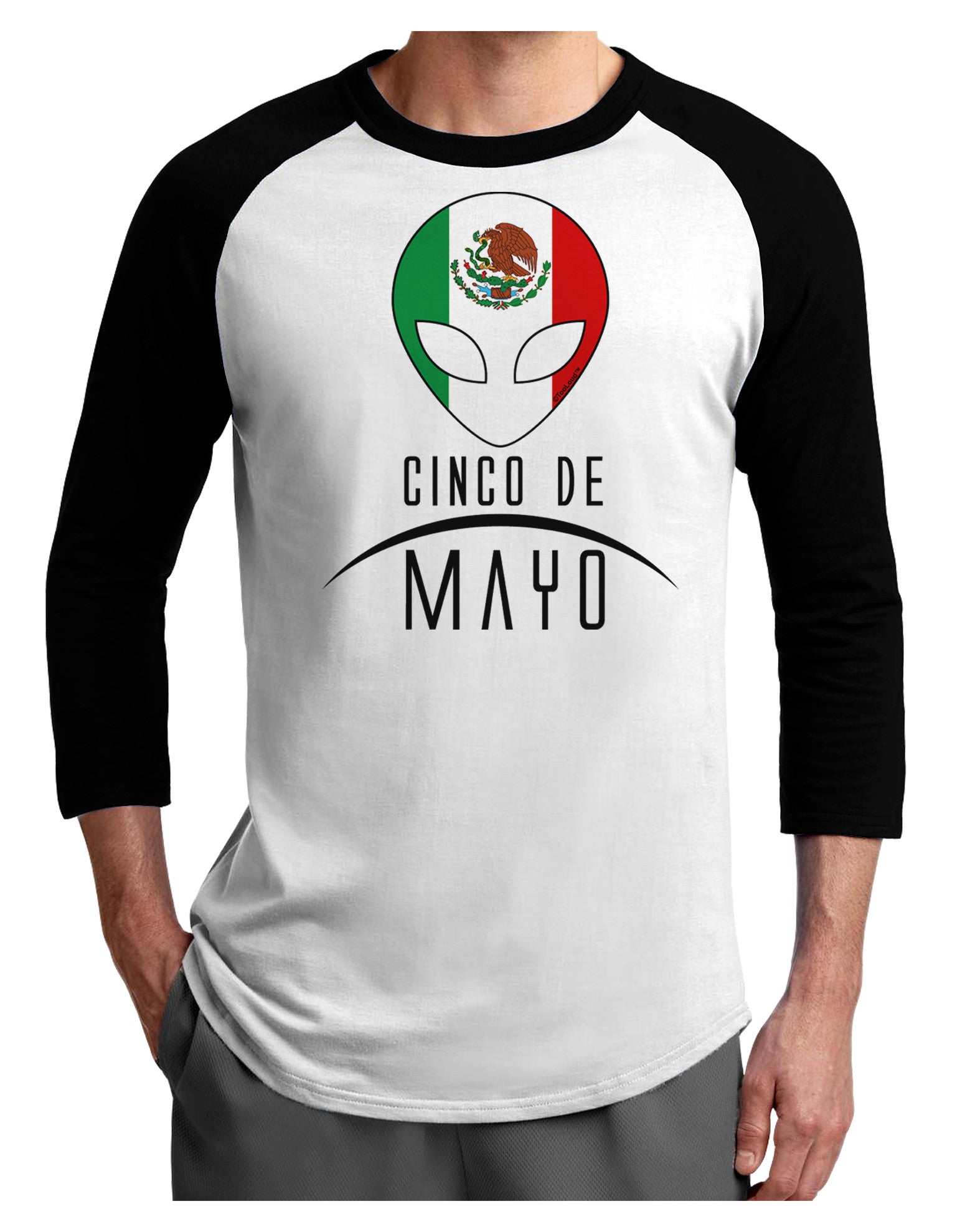 Mexican Extraterrestrial Text Adult Raglan Shirt-Raglan Shirt-TooLoud-White-Black-X-Small-Davson Sales