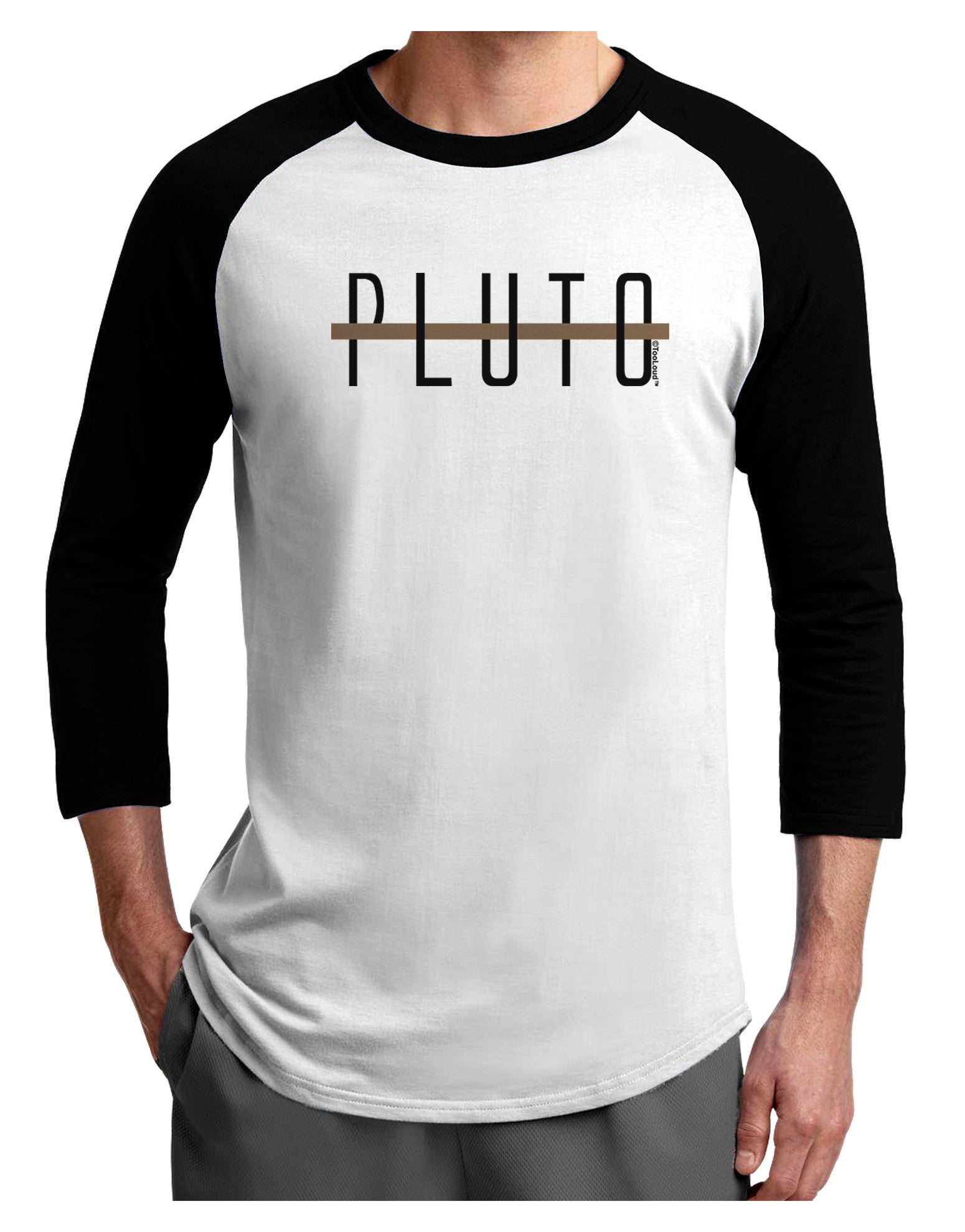 Planet Pluto Text Only Adult Raglan Shirt-Raglan Shirt-TooLoud-White-Black-X-Small-Davson Sales