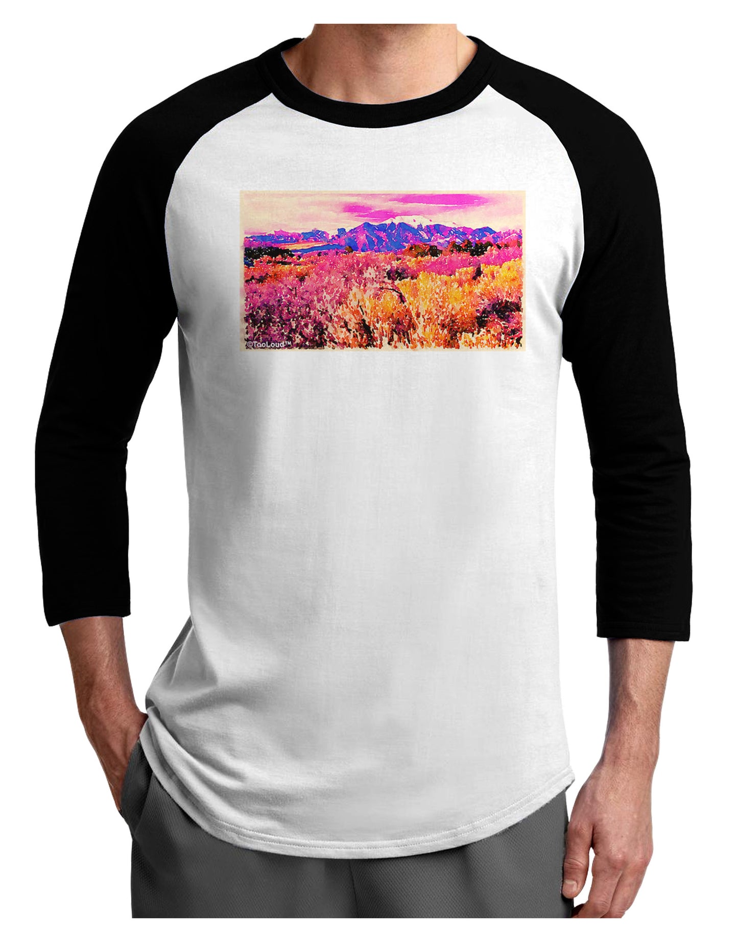 Colorful Colorado Mountains Adult Raglan Shirt-TooLoud-White-Black-X-Small-Davson Sales