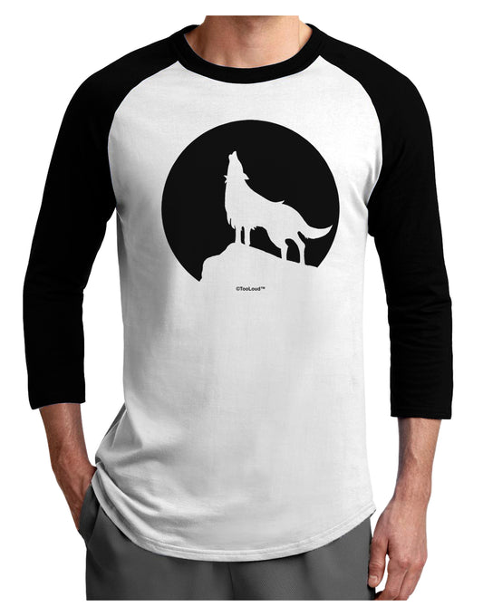Wolf Howling at the Moon - Design #1 Adult Raglan Shirt by TooLoud-TooLoud-White-Black-X-Small-Davson Sales