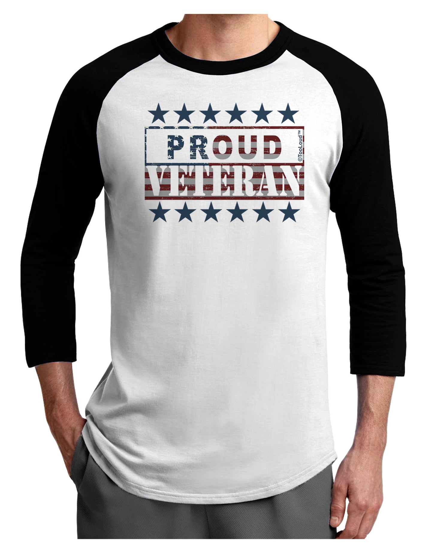 Proud Veteran Flag Adult Raglan Shirt-Raglan Shirt-TooLoud-White-Black-X-Small-Davson Sales