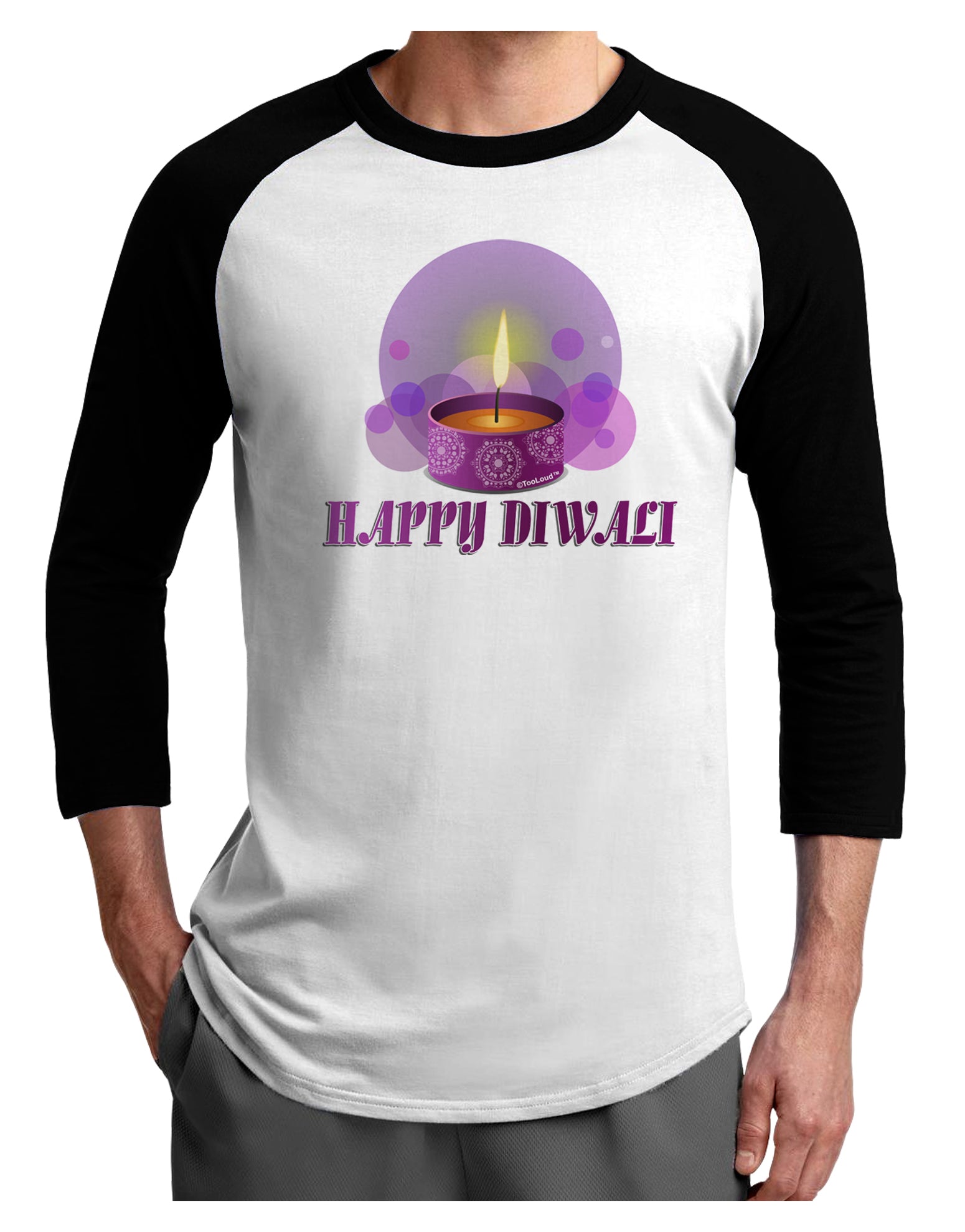 Happy Diwali Purple Candle Adult Raglan Shirt by TooLoud-TooLoud-White-Black-X-Small-Davson Sales