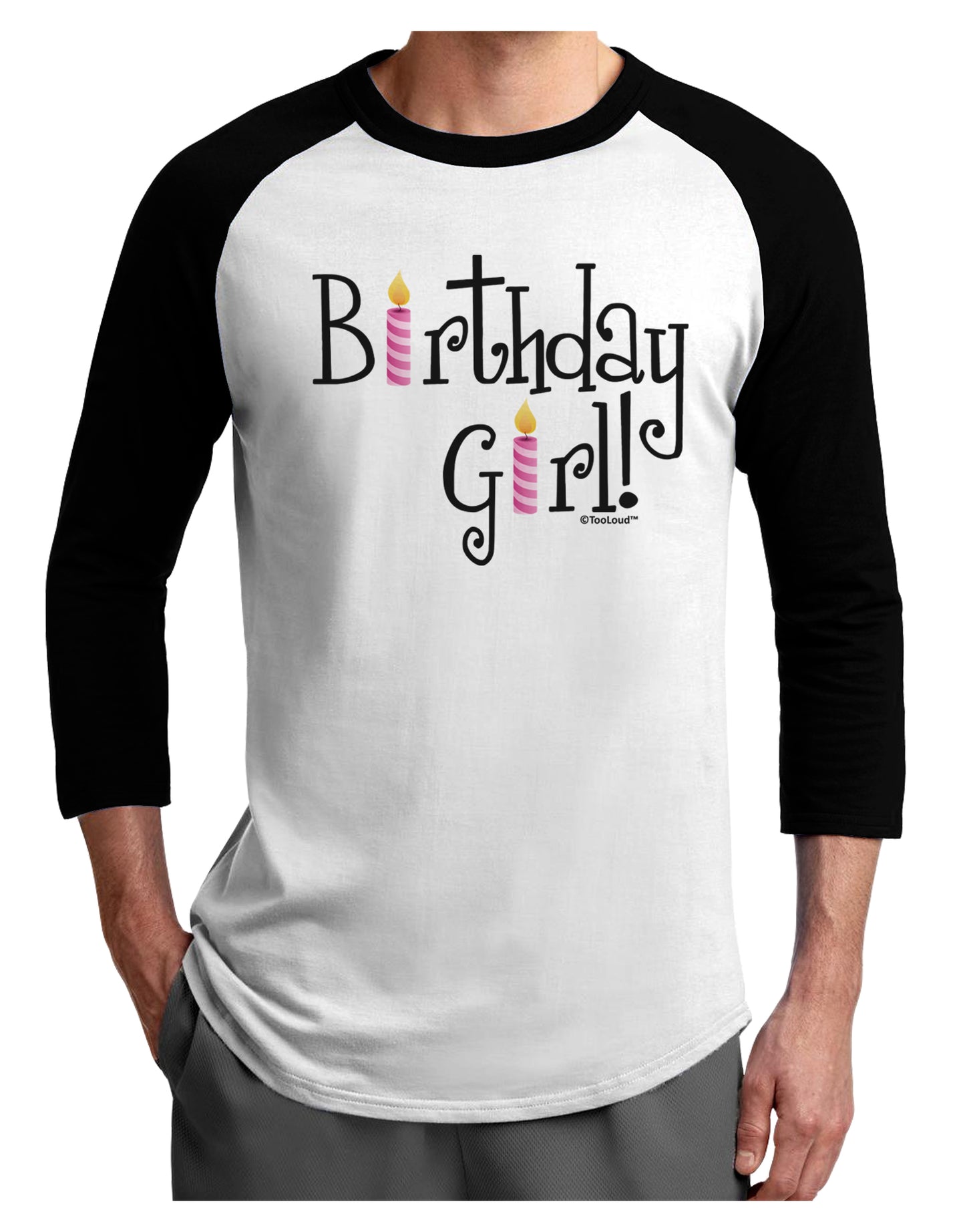 Birthday Girl - Birthday Candles Adult Raglan Shirt by TooLoud-Raglan Shirt-TooLoud-White-Black-X-Small-Davson Sales