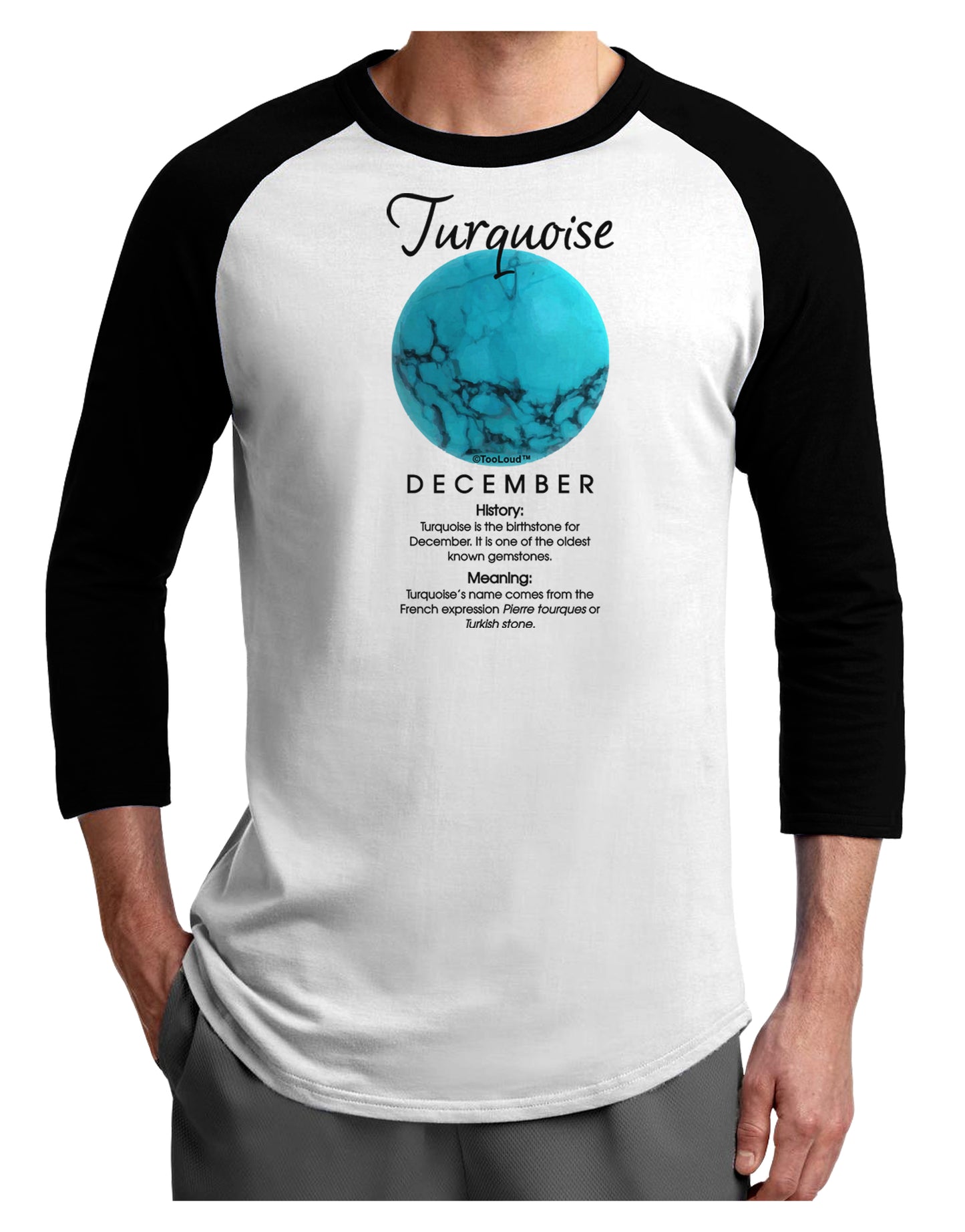 Birthstone Turquoise Adult Raglan Shirt by TooLoud-TooLoud-White-Black-X-Small-Davson Sales