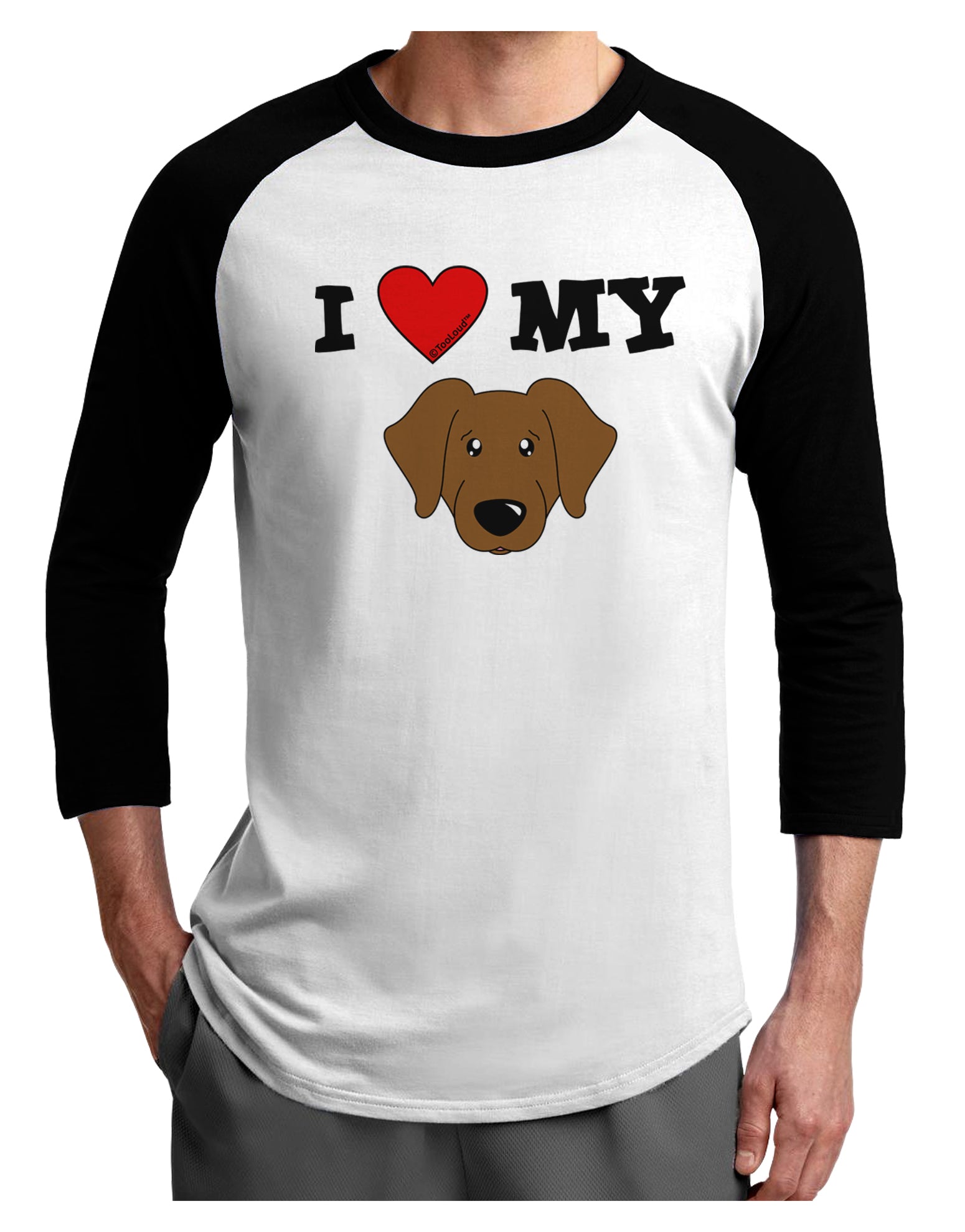 I Heart My - Cute Chocolate Labrador Retriever Dog Adult Raglan Shirt by TooLoud-TooLoud-White-Black-X-Small-Davson Sales