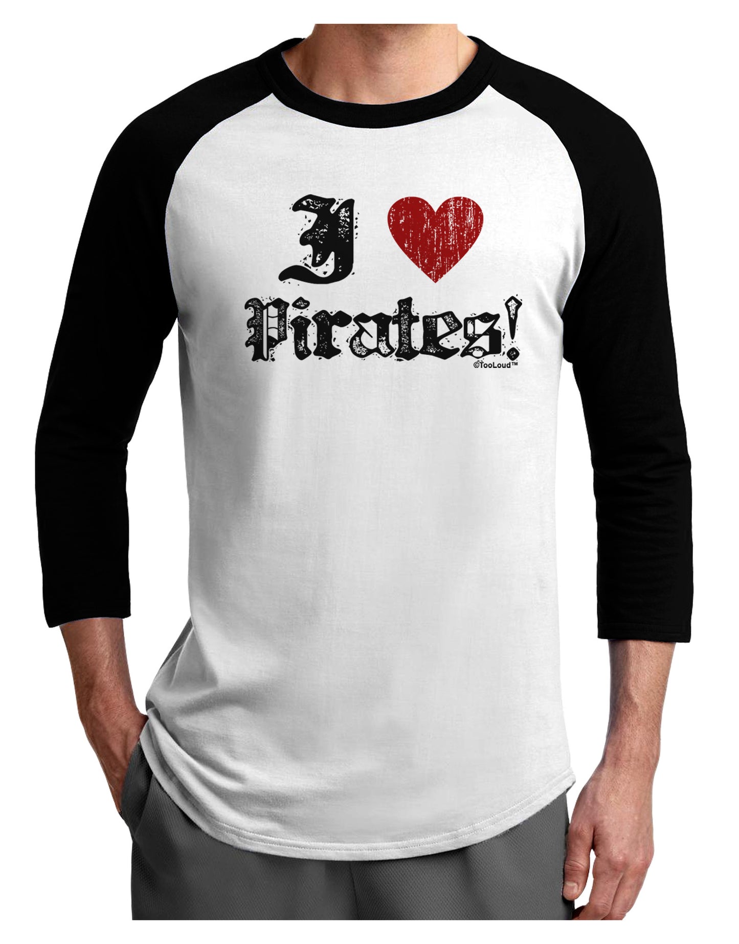 I Heart Pirates Adult Raglan Shirt-Raglan Shirt-TooLoud-White-Black-X-Small-Davson Sales