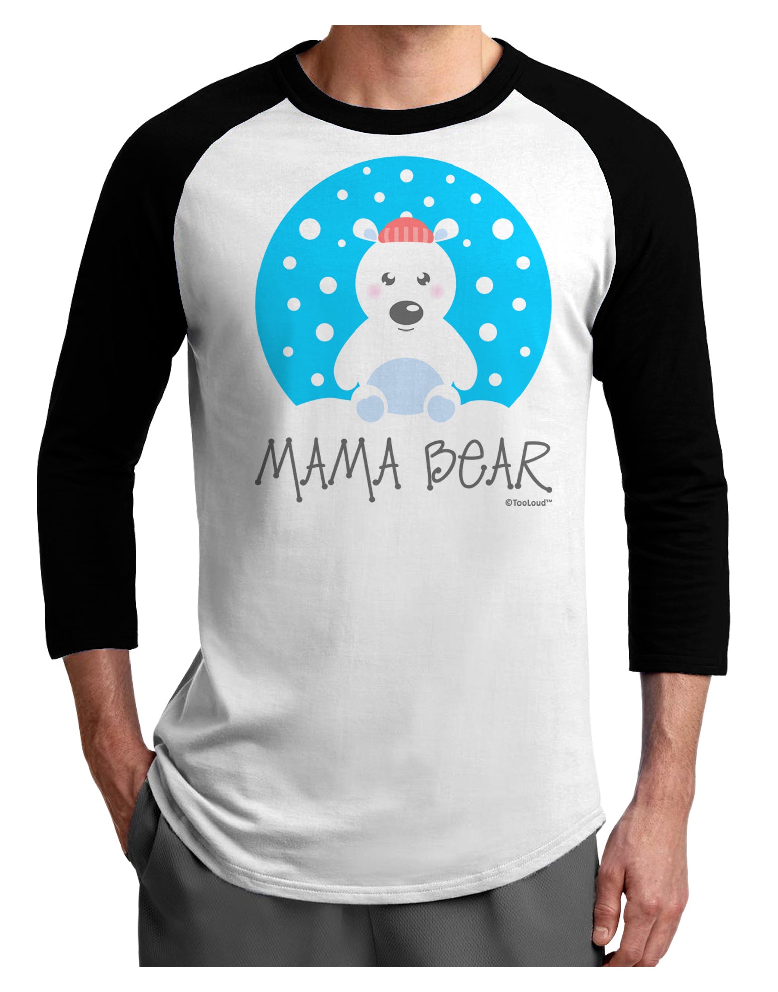 Matching Polar Bear Family - Mama Bear Adult Raglan Shirt by TooLoud-TooLoud-White-Black-X-Small-Davson Sales