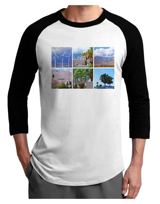 Palm Springs Square Collage Adult Raglan Shirt-TooLoud-White-Black-X-Small-Davson Sales