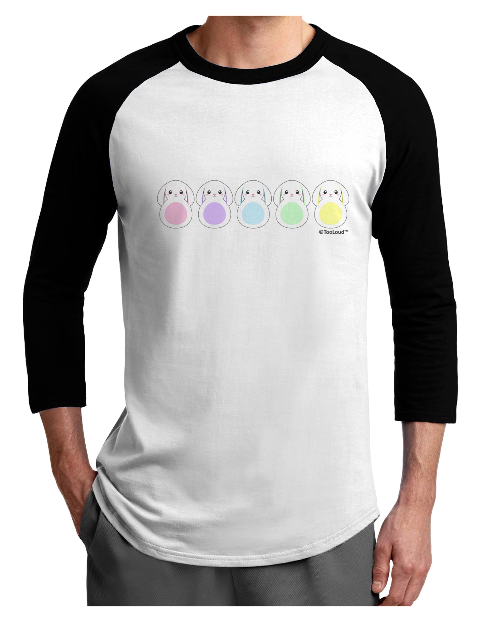 Cute Pastel Bunnies Adult Raglan Shirt by TooLoud-TooLoud-White-Black-X-Small-Davson Sales