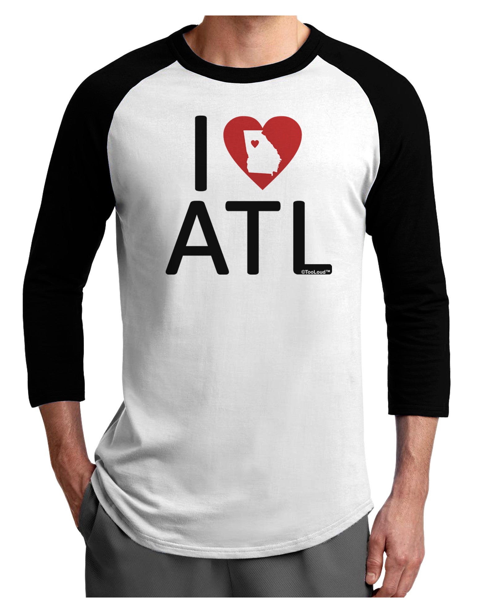 I Heart Atlanta Adult Raglan Shirt-Raglan Shirt-TooLoud-White-Black-X-Small-Davson Sales