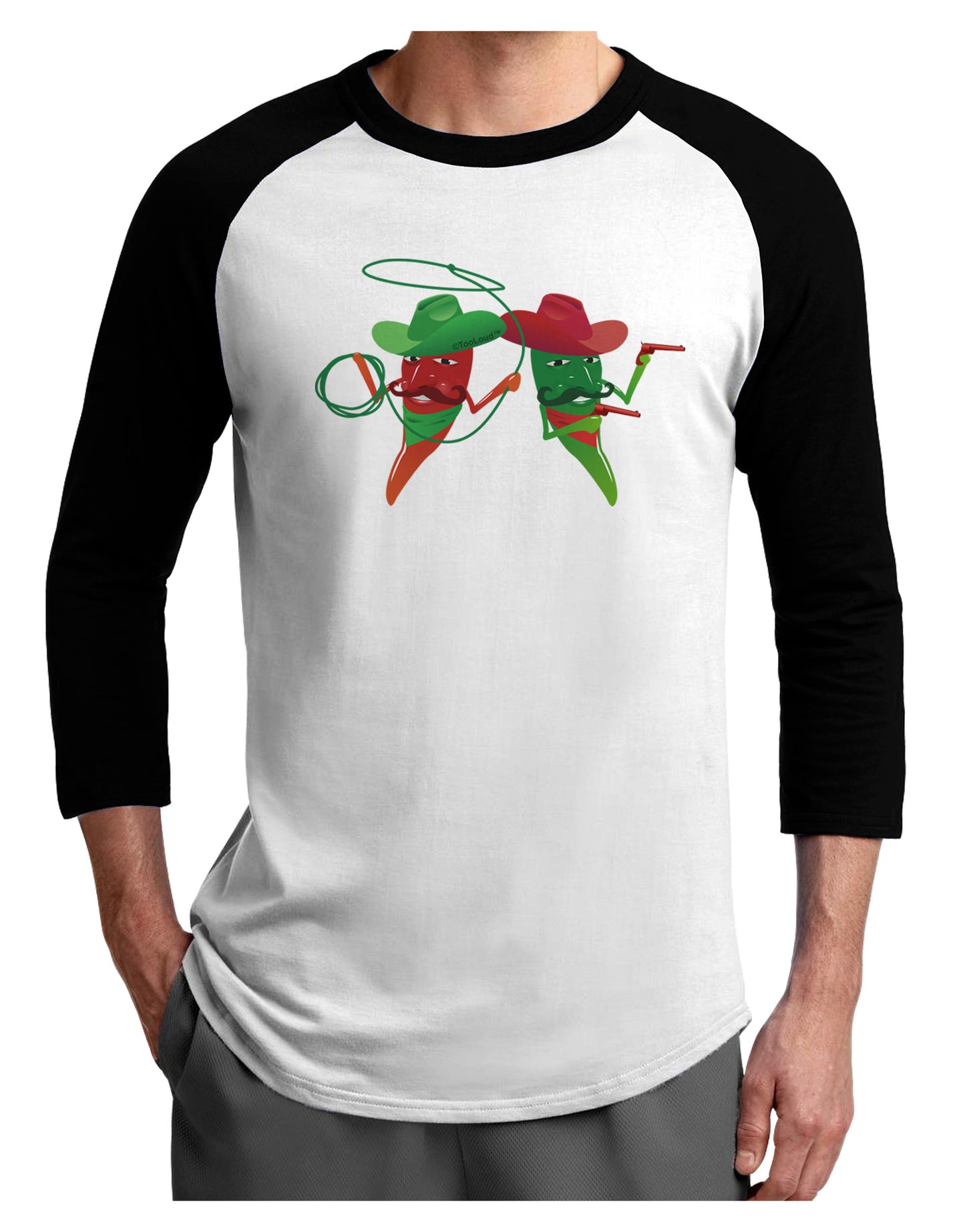 Cowboy Chili Peppers Adult Raglan Shirt-Raglan Shirt-TooLoud-White-Black-X-Small-Davson Sales