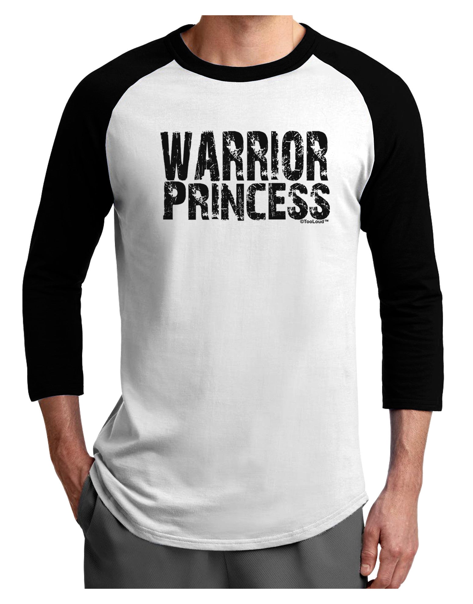 Warrior Princess Black and White Adult Raglan Shirt-TooLoud-White-Black-X-Small-Davson Sales