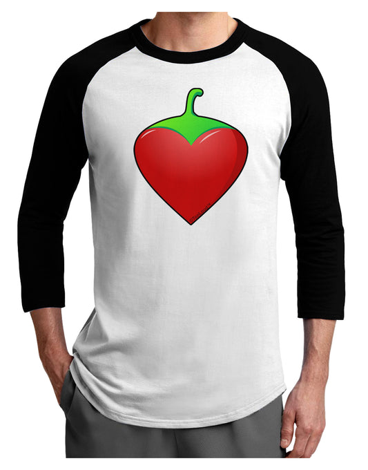Chili Pepper Heart Adult Raglan Shirt-TooLoud-White-Black-X-Small-Davson Sales
