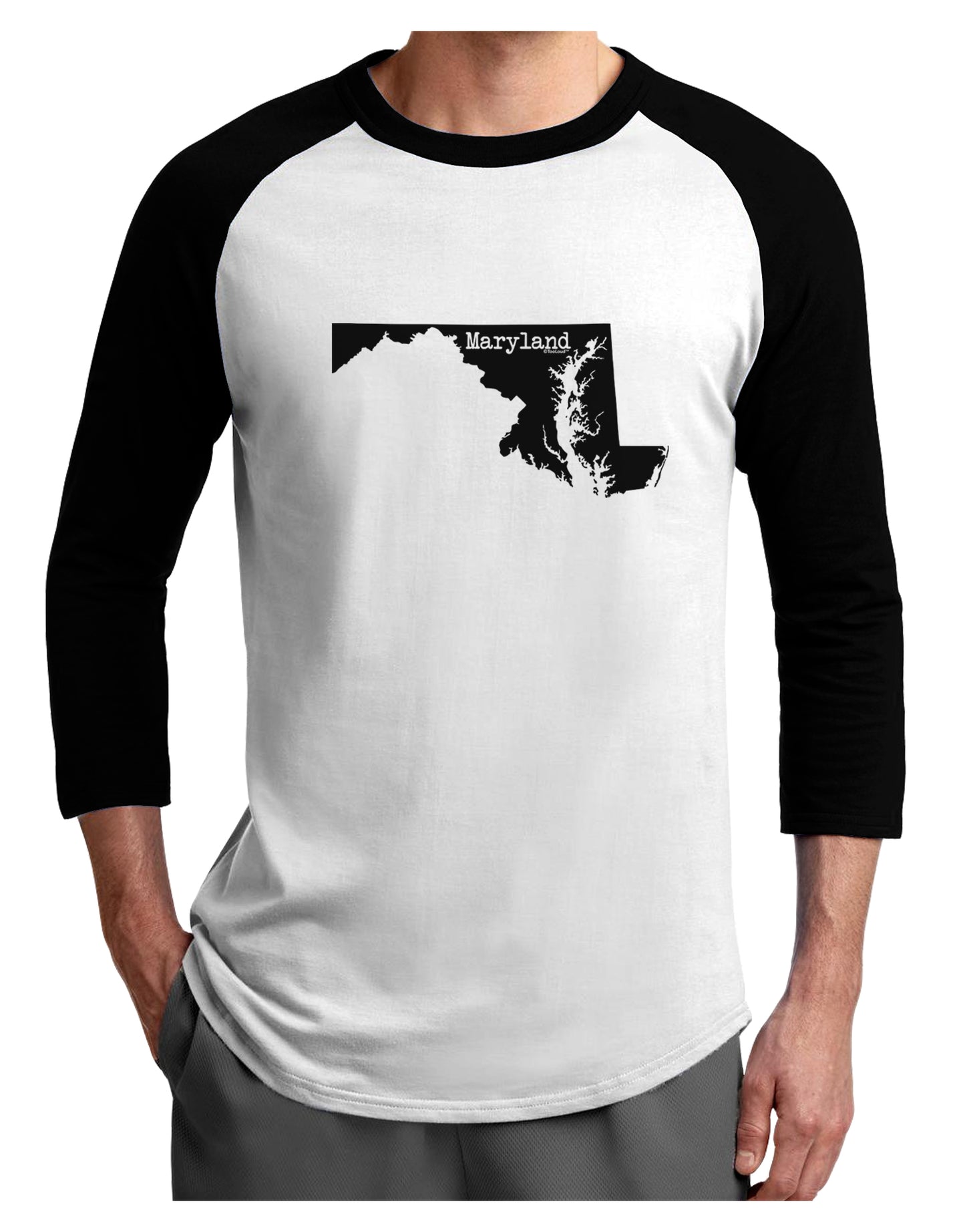 Maryland - United States Shape Adult Raglan Shirt by TooLoud-TooLoud-White-Black-X-Small-Davson Sales