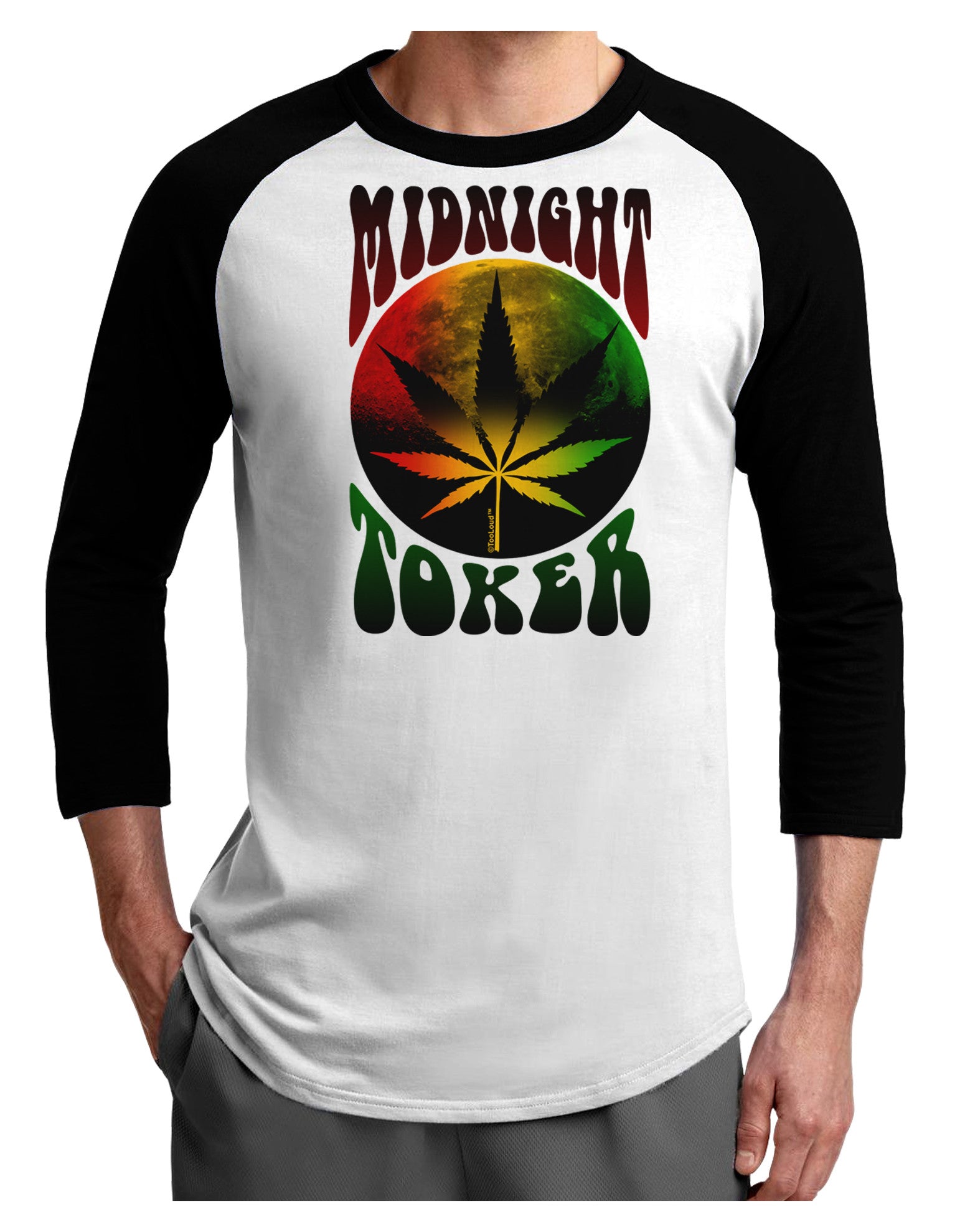 Midnight Toker Marijuana Adult Raglan Shirt-Raglan Shirt-TooLoud-White-Black-X-Small-Davson Sales