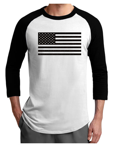 American Flag Glitter - Black Adult Raglan Shirt-TooLoud-White-Black-X-Small-Davson Sales