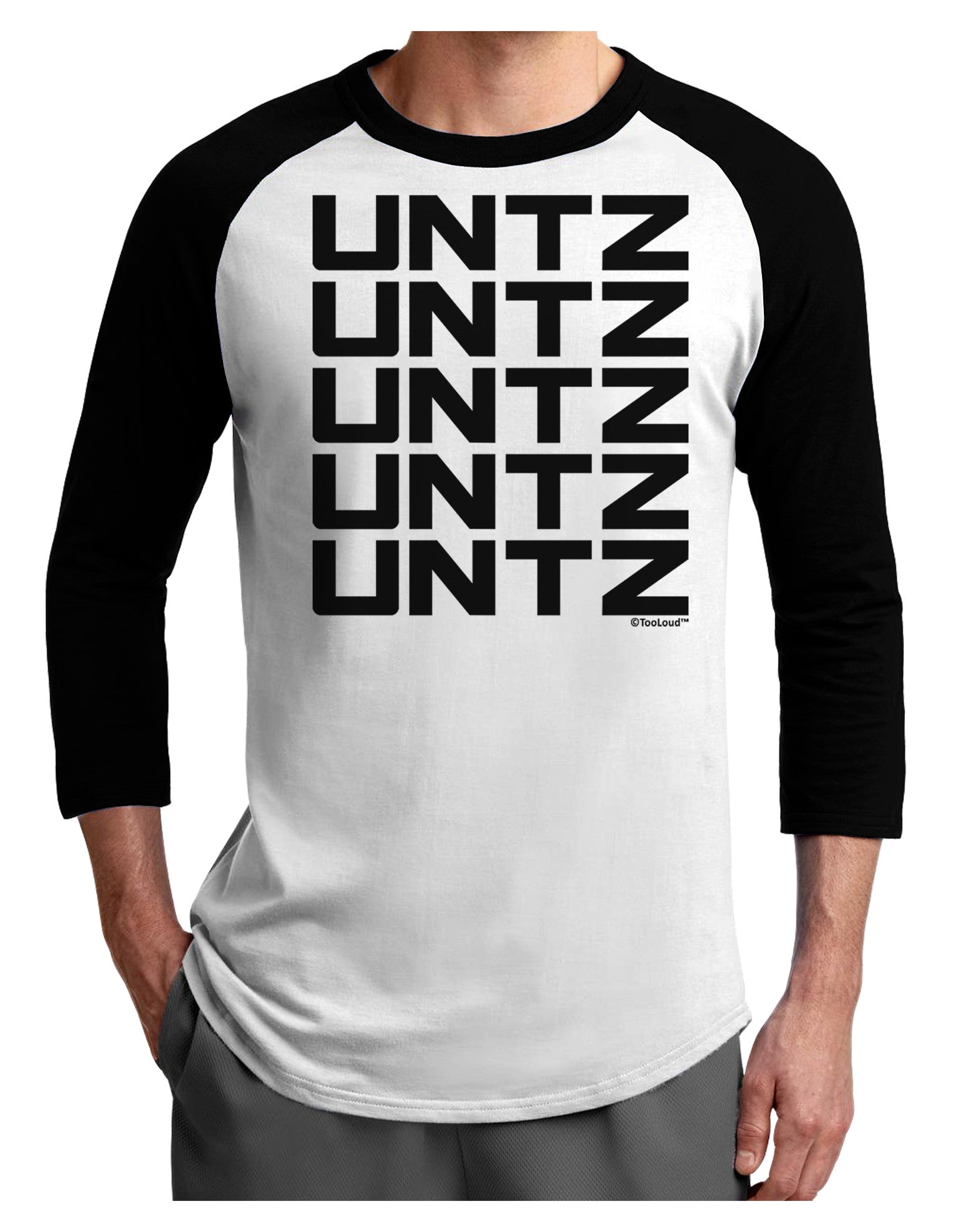 Untz Untz Untz Untz Untz EDM Design Adult Raglan Shirt-TooLoud-White-Black-X-Small-Davson Sales
